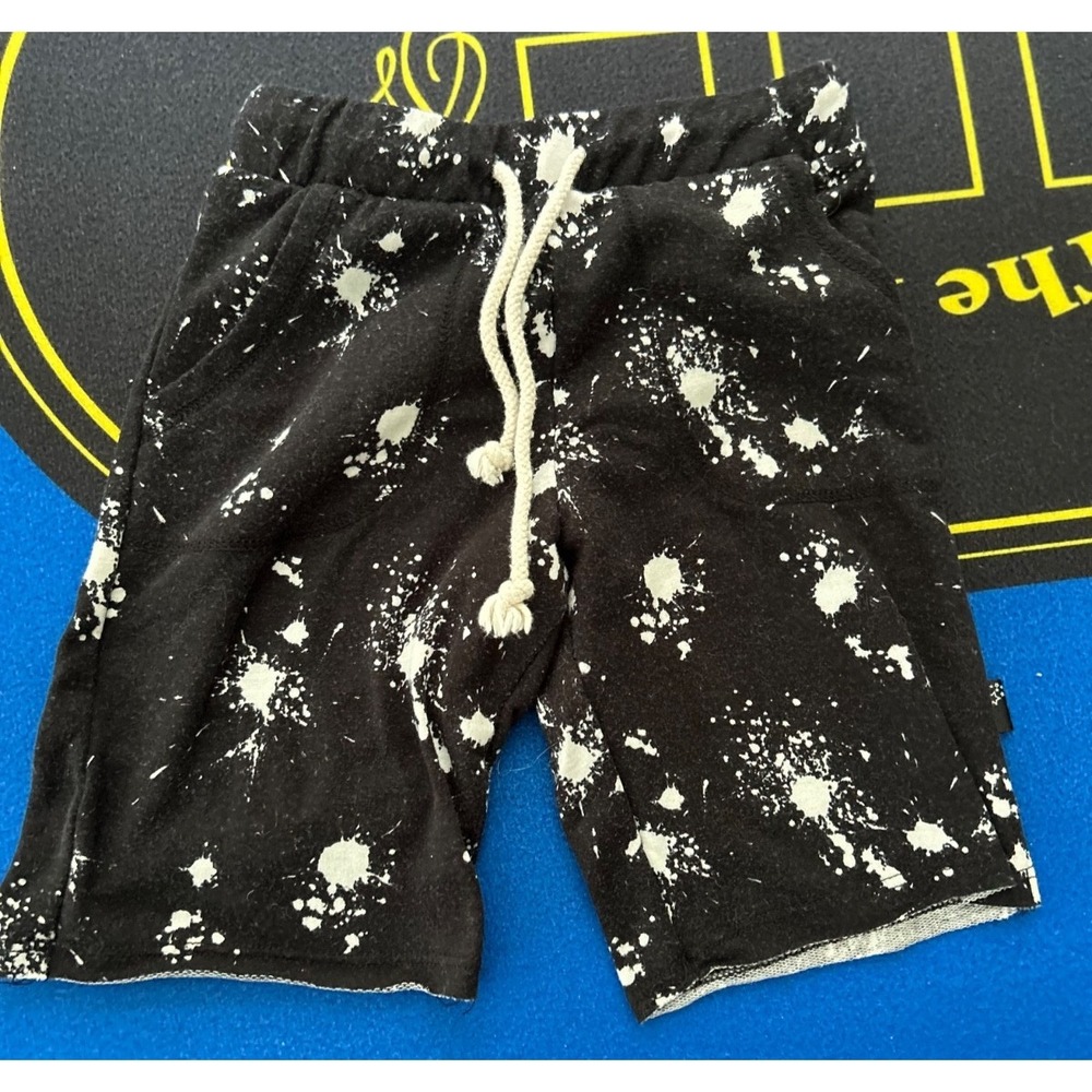 Pixie Lane shorts paint splatter black white drawstring size 5 EUC